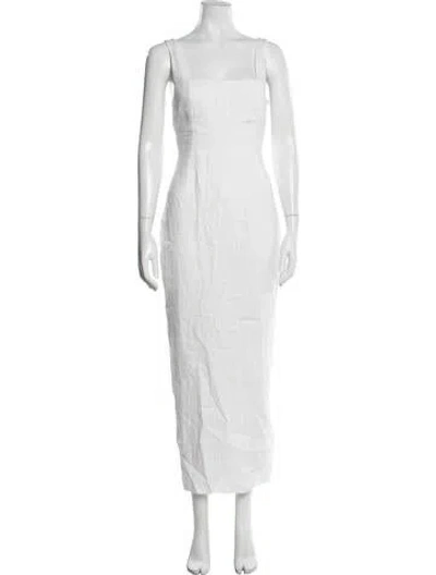 Pre-owned Posse Linen Long Dress In White