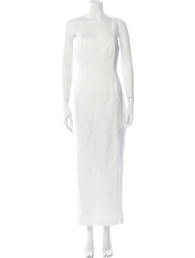 Pre-owned Posse Linen Long Dress In White