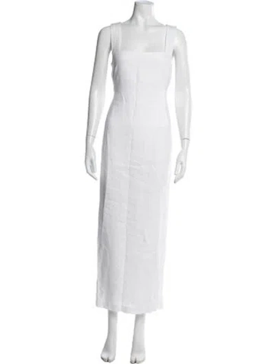 Pre-owned Posse Linen Long Dress In White