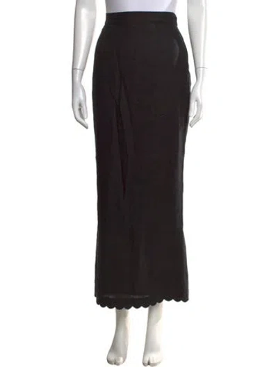 Pre-owned Posse Linen Long Skirt In Black