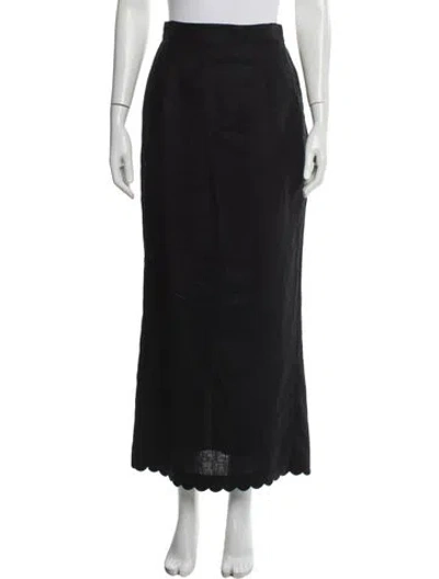 Pre-owned Posse Linen Long Skirt In Blue