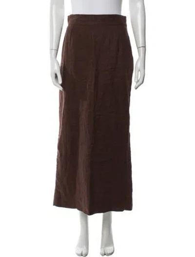 Pre-owned Posse Linen Long Skirt In Brown