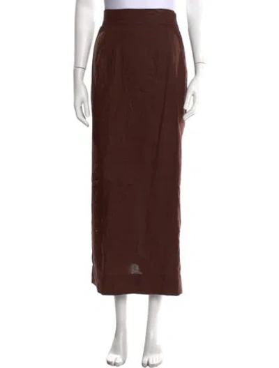 Pre-owned Posse Linen Long Skirt In Brown