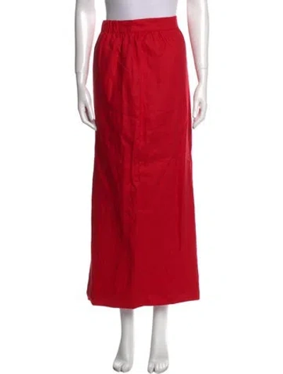 Pre-owned Posse Linen Long Skirt In Red