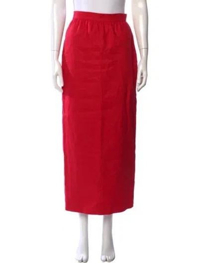 Pre-owned Posse Linen Long Skirt In Red