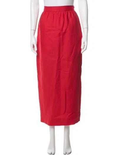 Pre-owned Posse Linen Long Skirt In Red