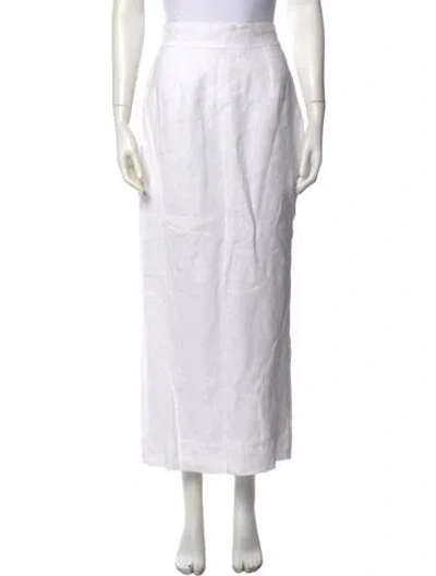 Pre-owned Posse Linen Long Skirt In White