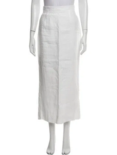 Pre-owned Posse Linen Long Skirt In White