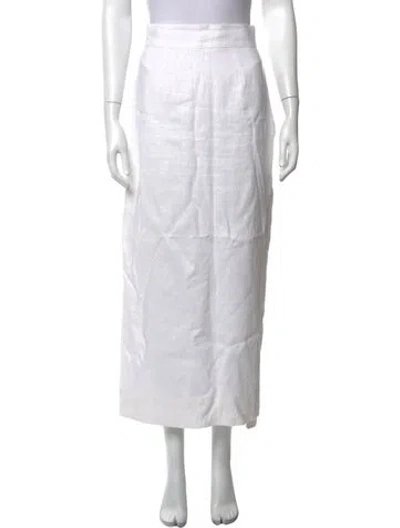 Pre-owned Posse Linen Long Skirt In White