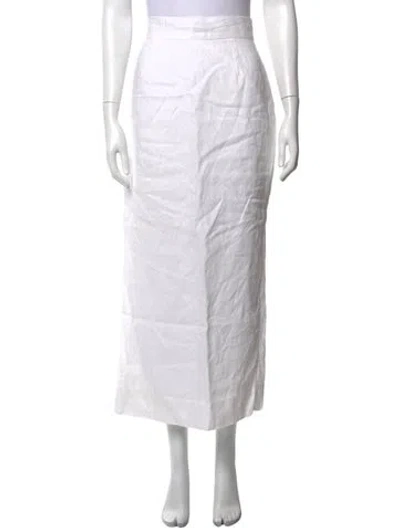 Pre-owned Posse Linen Long Skirt In White