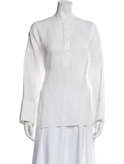 Pre-owned Posse Linen Long Sleeve Blouse W/ Tags In White