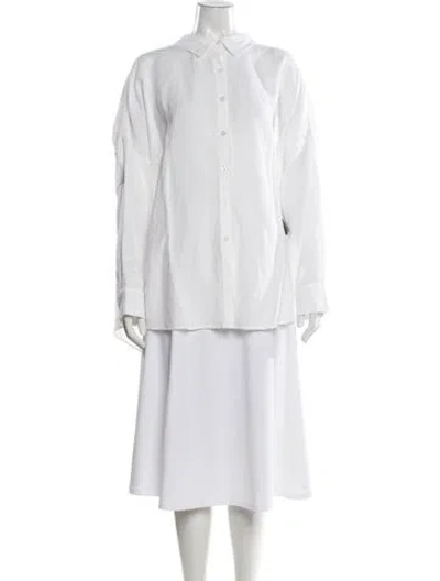 Pre-owned Posse Linen Long Sleeve Button-up Top W/ Tags In White