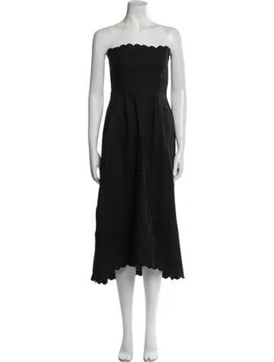 Pre-owned Posse Linen Midi Length Dress In Black