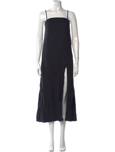 Pre-owned Posse Linen Midi Length Dress In Black