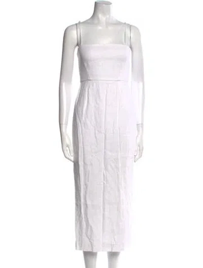Pre-owned Posse Linen Midi Length Dress In Neutral