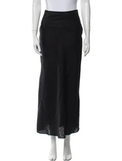 Pre-owned Posse Linen Midi Length Skirt In Black