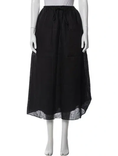 Pre-owned Posse Linen Midi Length Skirt In Black