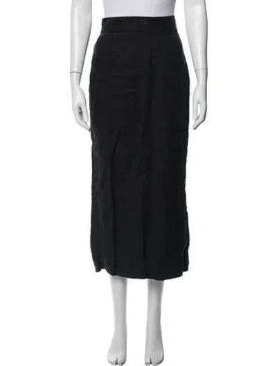 Pre-owned Posse Linen Midi Length Skirt In Black