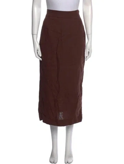 Pre-owned Posse Linen Midi Length Skirt In Brown