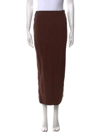 Pre-owned Posse Linen Midi Length Skirt In Brown