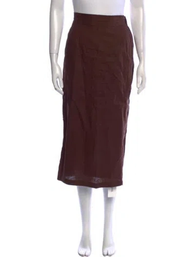 Pre-owned Posse Linen Midi Length Skirt In Brown