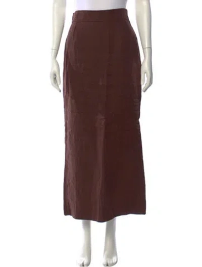 Pre-owned Posse Linen Midi Length Skirt In Brown