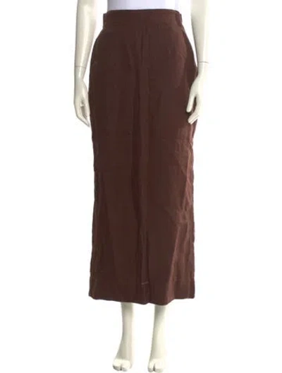 Pre-owned Posse Linen Midi Length Skirt In Brown