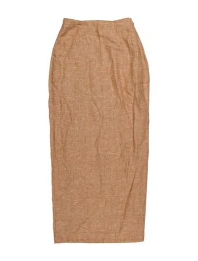 Pre-owned Posse Linen Midi Length Skirt In Neutral