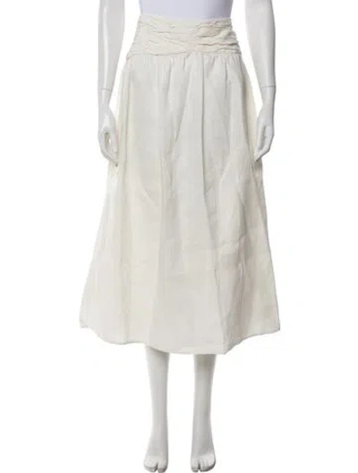 Pre-owned Posse Linen Midi Length Skirt In Neutral
