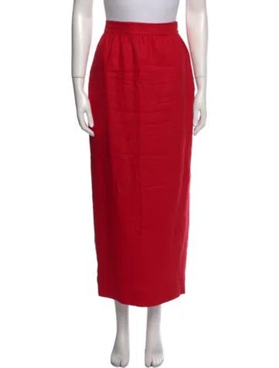 Pre-owned Posse Linen Midi Length Skirt In Red