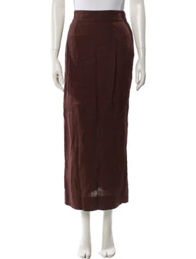 Pre-owned Posse Linen Midi Length Skirt W/ Tags In Brown