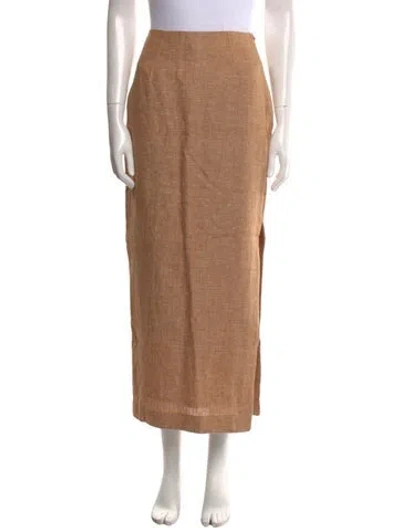 Pre-owned Posse Linen Midi Length Skirt W/ Tags In Neutral