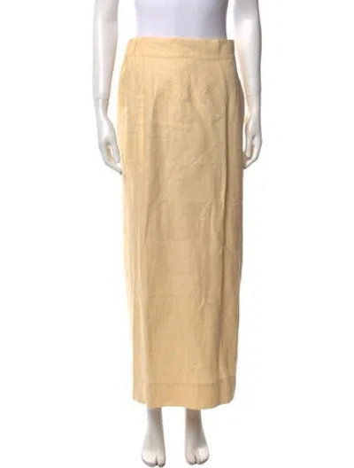 Pre-owned Posse Linen Midi Length Skirt W/ Tags In Yellow