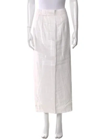 Pre-owned Posse Linen Midi Length Skirt In White