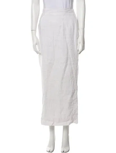 Pre-owned Posse Linen Midi Length Skirt In White
