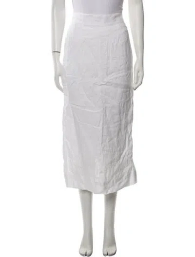Pre-owned Posse Linen Midi Length Skirt In White