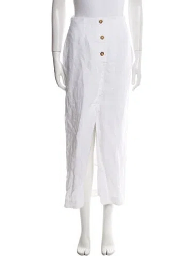 Pre-owned Posse Linen Midi Length Skirt In White