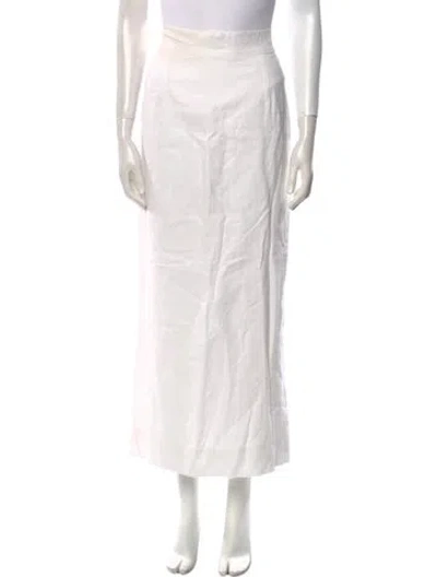 Pre-owned Posse Linen Midi Length Skirt In White