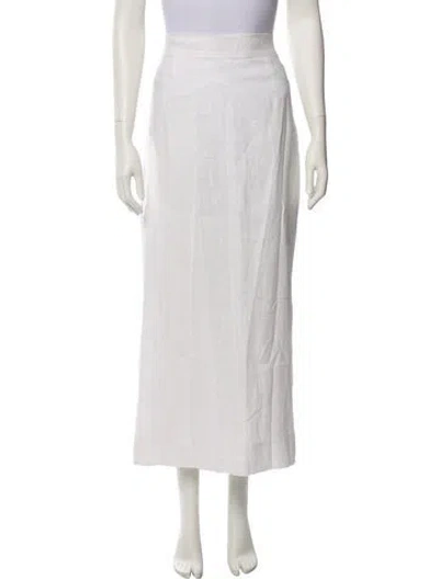 Pre-owned Posse Linen Midi Length Skirt In White