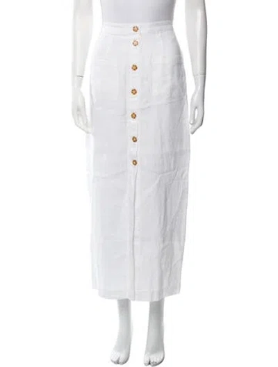 Pre-owned Posse Linen Midi Length Skirt In White