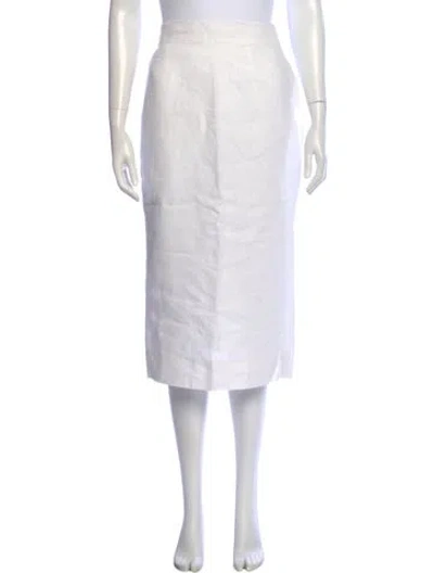 Pre-owned Posse Linen Midi Length Skirt In White