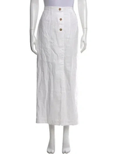 Pre-owned Posse Linen Midi Length Skirt In White