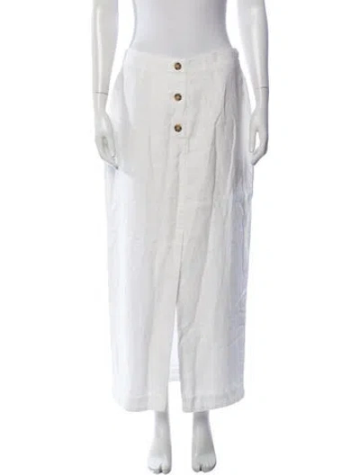 Pre-owned Posse Linen Midi Length Skirt In White