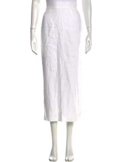 Pre-owned Posse Linen Midi Length Skirt In White