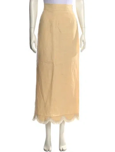 Pre-owned Posse Linen Midi Length Skirt In Yellow