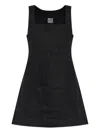 Posse Womens Black Alice Square-neck Linen Mini Dress Xs