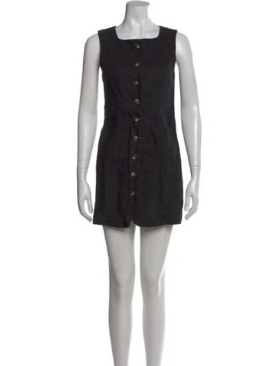 Pre-owned Posse Linen Mini Dress In Black
