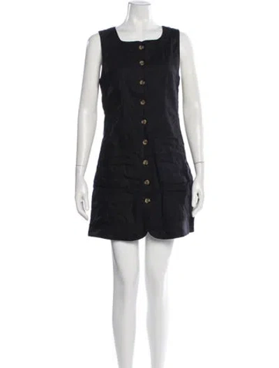 Pre-owned Posse Linen Mini Dress In Black