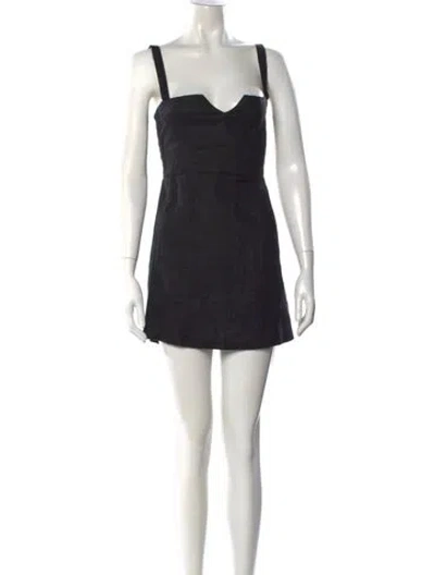 Pre-owned Posse Linen Mini Dress In Black