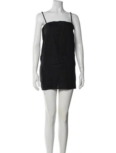 Pre-owned Posse Linen Mini Dress In Black